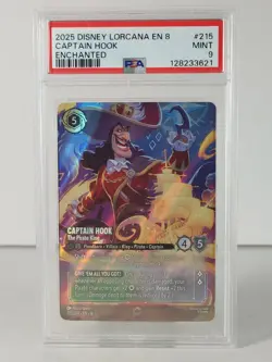 Captain Hook - Enchanted Rare - Reign of Jafar - LORCANA 215/204 - PSA 9 - Image 1