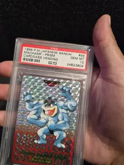 PSA 10 1996 Pokemon Japanese Machamp Carddass red prism vending Holo bandai - Image 3