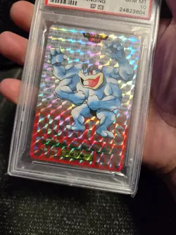 PSA 10 1996 Pokemon Japanese Machamp Carddass red prism vending Holo bandai - Image 4