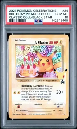 PSA 10 BIRTHDAY PIKACHU 24 CELEBRATIONS CLASSIC COLLECTION POKEMON 🎂 - Image 1