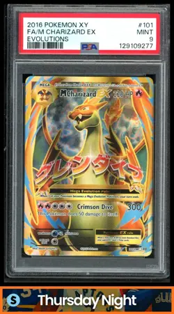 2016 POKEMON XY EVOLUTIONS #101/108 M CHARIZARD EX FULL ART ULTRA RARE PSA 9 - Image 1