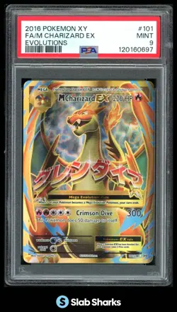 2016 POKEMON XY EVOLUTIONS #101/108 M CHARIZARD EX FULL ART PSA 9 - Image 1