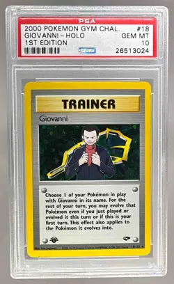 26513024 Giovanni 2000 Pokemon Gym Challenge 1st Edition #18 Holo PSA 10 - Image 1