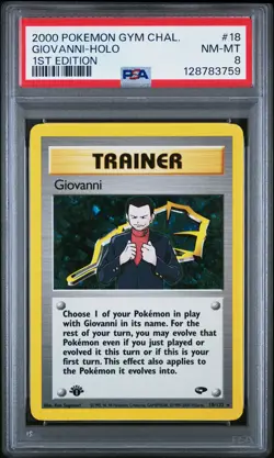 2000 POKEMON GYM CHALLENGE 1ST ED #18 GIOVANNI-HOLO PSA 8 - Image 1