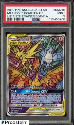2019 Pokemon SM Black Star Promo SM210 Moltres Zapdos Articuno Gx PSA 9 - Image 1