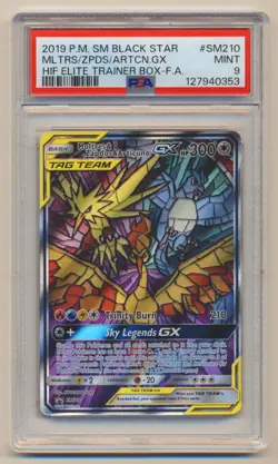 PSA 9 Pokemon Black Star Promo Moltres & Zapdos & Articuno GX #SM210 MINT! - Image 1