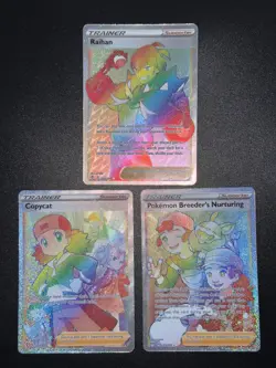 3x Lot Rainbow Trainers SWSH Raihan 224 Copycat 222 Breeder Pokemon Cards AA10 4 - Image 2