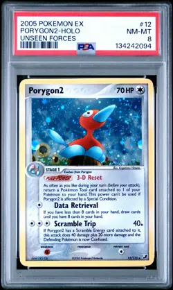2005 POKEMON EX UNSEEN FORCES #12 PORYGON2-HOLO PSA 8 - Image 1
