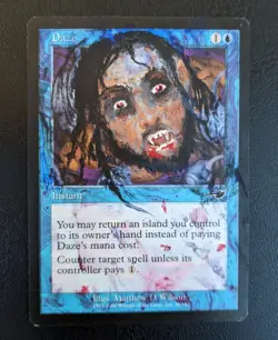 Magic the Gathering MTG Daze Blue Nemesis Painted Altered Art - Image 1