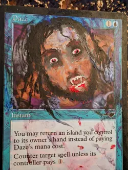 Magic the Gathering MTG Daze Blue Nemesis Painted Altered Art - Image 3