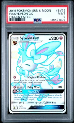 2019 POKEMON SUN & MOON HIDDEN FATES #SV76 FULL ART/SYLVEON GX PSA 9 - Image 1