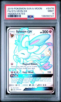 2019 POKEMON SUN & MOON HIDDEN FATES #SV76 FULL ART/SYLVEON GX PSA 9 - Image 1