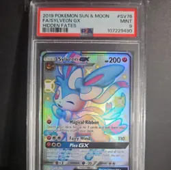 2019 POKEMON SUN & MOON HIDDEN FATES #SV76 FULL ART/SYLVEON GX PSA 9 - Image 1