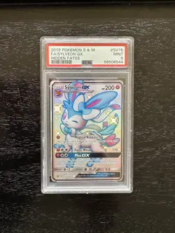 2019 POKEMON SUN & MOON HIDDEN FATES #SV76 FULL ART/SYLVEON GX PSA 9 - Image 1