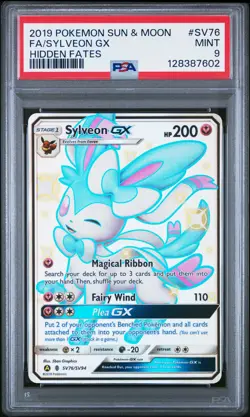 2019 POKEMON SUN & MOON HIDDEN FATES #SV76 FULL ART/SYLVEON GX PSA 9 - Image 1