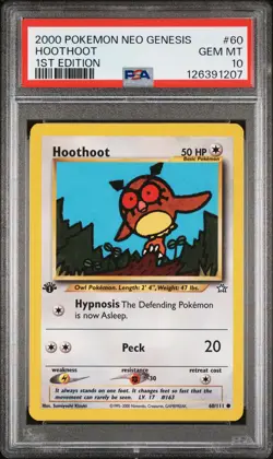 2000 POKEMON NEO GENESIS 1ST ED #60 HOOTHOOT PSA 10 - Image 1