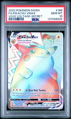2020 POKEMON SWORD & SHIELD VIVID VOLTAGE SECRET FULL ART/PIKACHU VMAX PSA 10 - Image 1