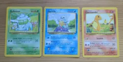 Pokemon Base Set Starter Lot - Bulbasaur, Squirtle, Charmander - WOTC Vintage MP - Image 1