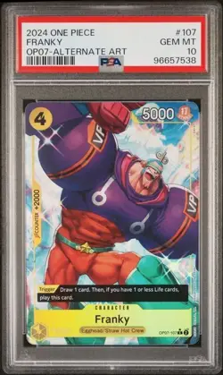 PSA 10 - One Piece TCG - FRANKY Alt Art - (OP07-107 R) - Image 1
