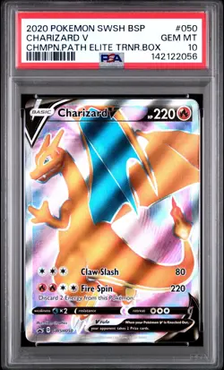 PSA 10 CHARIZARD V SWSH050 FULL ART BLACK STAR PROMO CHAMPIONS PATH POKEMON 🔥 - Image 1