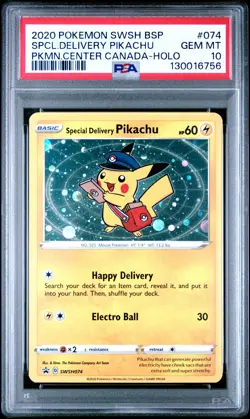 2020 POKEMON SWSH BLACK STAR PROMO #074 SPECIAL DELIVERY PIKACHU-HOLO PSA 10 - Image 1