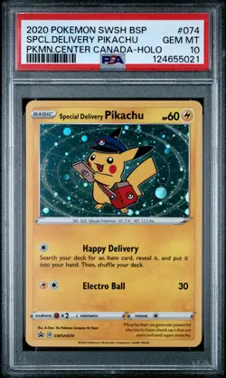2020 POKEMON SWSH BLACK STAR PROMO #074 SPECIAL DELIVERY PIKACHU-HOLO PSA 10 - Image 1