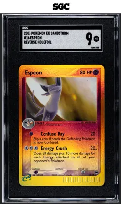 SGC 9 MINT Espeon 16/100 EX Sandstorm Reverse Holo Foil Rare 2003 Pokemon - Image 1