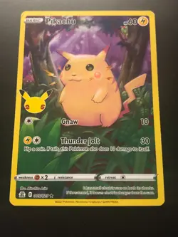 Pikachu Full Art Pokemon TCG SWSH Celebrations 25th Anniversary 005/025 LP - Image 1