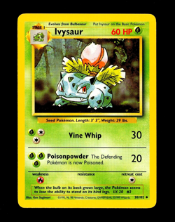 1999 Pokemon IVYSAUR Base Set INK ERROR Unlimited Edition MISPRINT Card 30/102 - Image 1