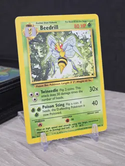 Pokemon Card Beedrill 17/102 D.efending Error Misprint Base Set Unlimited Rare - Image 1