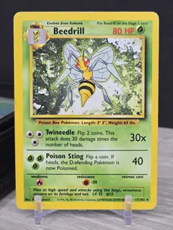 Pokemon Card Beedrill 17/102 D.efending Error Misprint Base Set Unlimited Rare - Image 3