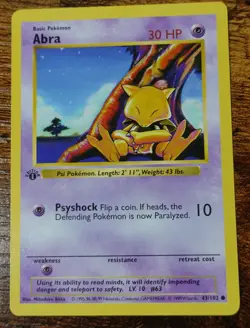 Abra 43/102 1st Edition Base Set Backside Ink Transfer Error Misprint Pokemon - Image 1