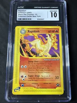 2002 Rapidash Black Star Promo #51 Pokemon Center New York, CGC 10 - Image 1