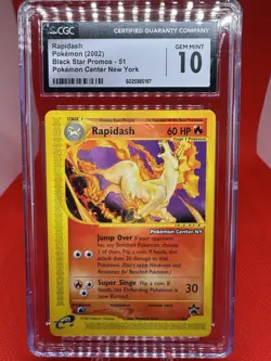 2002 Pokemon Center New York Rapidash CGC GEM MINT 10 #51 Black Star Promo TCG - Image 1