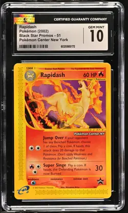 CGC 10 Rapidash Black Star Promo 51 Pokemon Center New York Gem Mint 2002 NY - Image 1