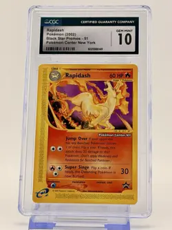 2002 Pokemon Center New York Rapidash CGC GEM MINT 10 #51 Black Star Promo TCG - Image 1