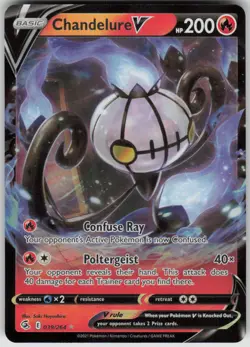 Pokemon Chandelure V Ultra Rare SWSH08: Fusion Strike 039/264 NM - Image 1