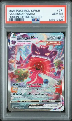 2021 POKEMON SWORD & SHIELD FUSION STRIKE SECRET FULL ART/GENGAR VMAX PSA 10 - Image 1