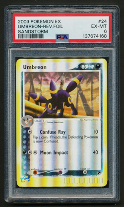 Umbreon 24/100 Reverse Holo Rare Pokemon 2003 EX Sandstorm PSA 6 EX-MT - Image 1