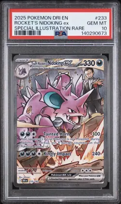 2025 Pokemon Team Rocket's Nidoking ex Special Illustration Rare 233/182 PSA 10 - Image 1