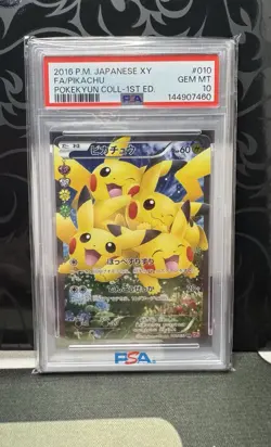 2016 Pokemon Japanese XY Pikachu Full Art Pokekyun Collection 1st Ed PSA 10 - Image 1