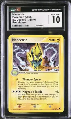 Pokemon Manectric 38/107 PRERELEASE EX Deoxys 2005 CGC 10 GEM MINT - Image 1