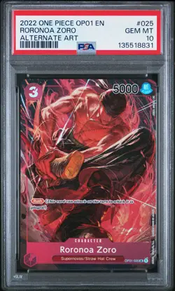 Roronoa Zoro 2022 One Piece Op01-Romance Dawn #025 Alternate Art PSA 10 - Image 1