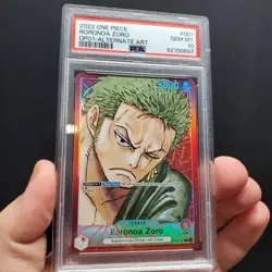 PSA 10 Roronoa Zoro Alternate Art AAL Romance Dawn OP01 #001 One Piece English - Image 1