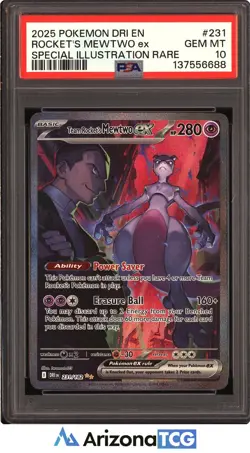 Pokemon 2025 Team Rocket's Mewtwo ex 231/182 SIR Destined Rivals GEM MINT PSA 10 - Image 1