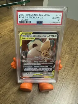2019 Pokemon Sun & Moon Team Up #120 Eevee & Snorlax Gx Team Up PSA 10 - Image 1