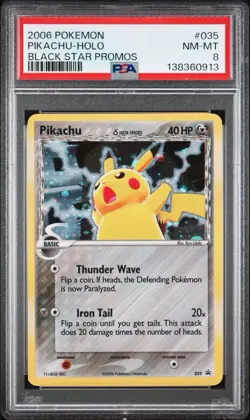 2006 Pokemon Pikachu Holo Black Star Promo Card #35 PSA 8 New Cert Best Swirl - Image 1