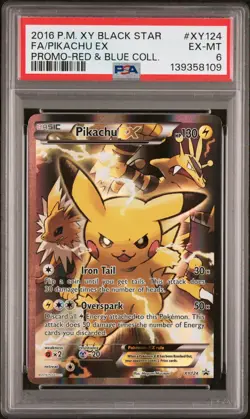 2016 POKEMON XY BLACK STAR PROMO RED & BLUE COLL FULL ART/PIKACHU EX PSA 6 - Image 1