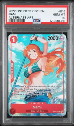 NAMI OP01-016 PSA 10 ALT ART ALPHA PRE-ERRATA One Piece ROMANCE DAWN English - Image 1