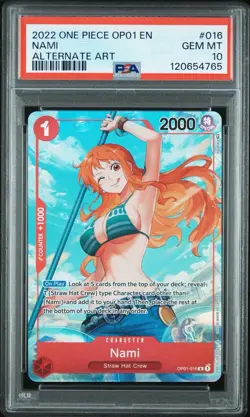2022 ONE PIECE ROMANCE DAWN PRE-ERRATA ALPHA ALT ART OP01-016 NAMI PSA 10 - Image 1